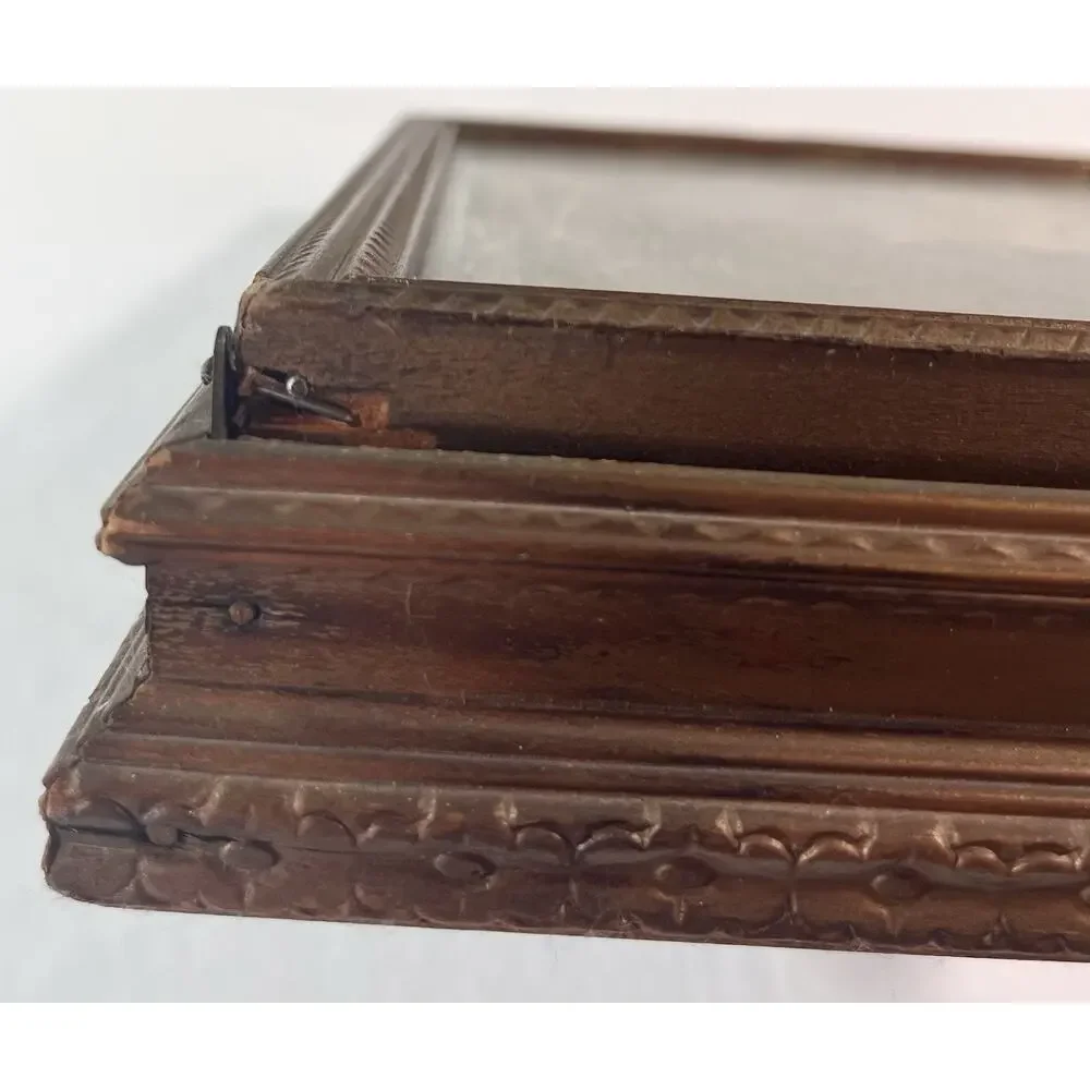 Antique Wooden Jewelry Box With Rococo Print